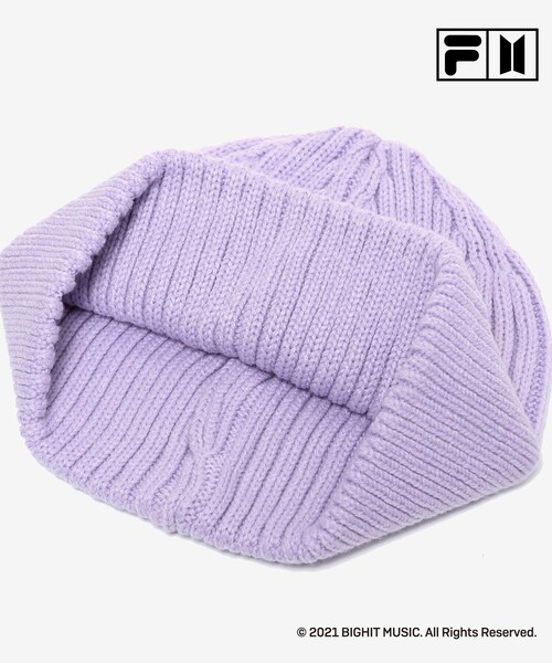 DRESKIP（ドレスキップ）の「◆【FILA×BTS】 Dynamite ビーニー【2点セット】（ニットキャップ/ビーニー・レディース・ブラック/ライトパープル/ブラック系3・00）」の6枚目の写真