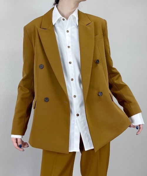 Chikashitsu +（チカシツプラス）の「【Chikashitsu +/チカシツプラス】set up double jacket/セットアップ対応 ダブルジャケット ジャケット オーバーサイズジャケット ビッグサイズジャケット（テーラードジャケット・メンズ・ブラック/ブラウン/グレー・M）」の9枚目の写真