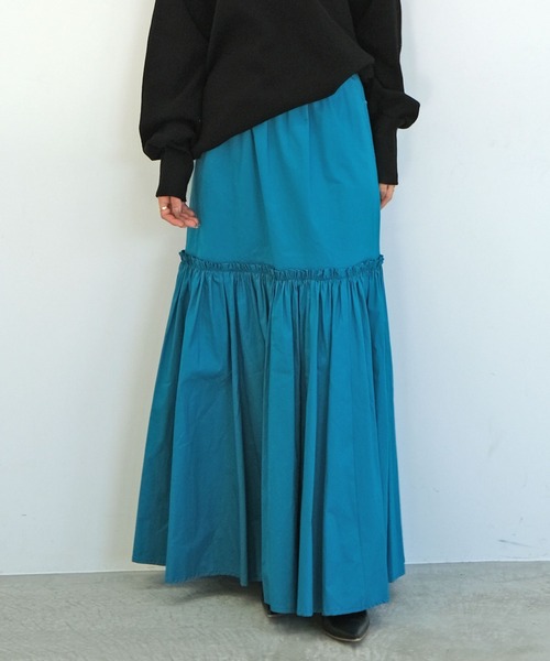 AKTE(アクテ)の「コットンロングスカート(スカート・レディース・ブラック/オレンジ/ブルー・FREE)」の3枚目の写真