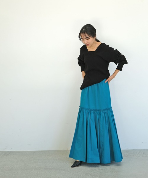 AKTE(アクテ)の「コットンロングスカート(スカート・レディース・ブラック/オレンジ/ブルー・FREE)」の21枚目の写真