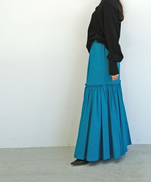 AKTE(アクテ)の「コットンロングスカート(スカート・レディース・ブラック/オレンジ/ブルー・FREE)」の16枚目の写真