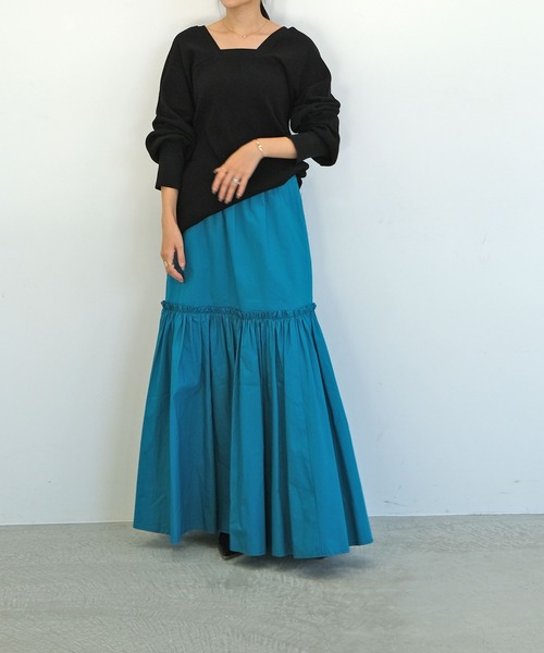 AKTE(アクテ)の「コットンロングスカート(スカート・レディース・ブラック/オレンジ/ブルー・FREE)」の5枚目の写真