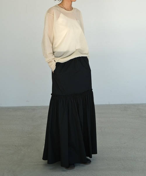 AKTE(アクテ)の「コットンロングスカート(スカート・レディース・ブラック/オレンジ/ブルー・FREE)」の9枚目の写真