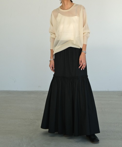 AKTE(アクテ)の「コットンロングスカート(スカート・レディース・ブラック/オレンジ/ブルー・FREE)」の6枚目の写真