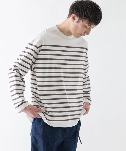 EKAL（エカル）の「EKAL　コハニングボーダーTシャツ（Tシャツ/カットソー・メンズ・ブラック系その他/ブラウン系その他/オレンジ系その他・MEDIUM/LARGE）」の3枚目の写真