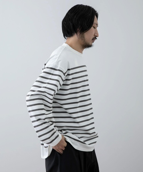 EKAL（エカル）の「EKAL　コハニングボーダーTシャツ（Tシャツ/カットソー・メンズ・ブラック系その他/ブラウン系その他/オレンジ系その他・MEDIUM/LARGE）」の7枚目の写真