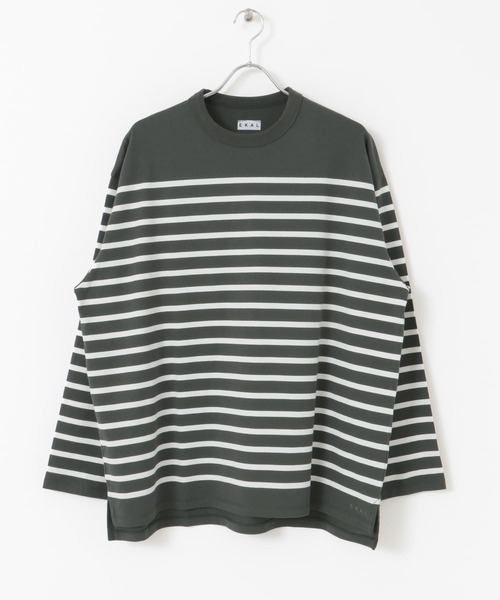 EKAL（エカル）の「EKAL　コハニングボーダーTシャツ（Tシャツ/カットソー・メンズ・ブラック系その他/ブラウン系その他/オレンジ系その他・MEDIUM/LARGE）」の5枚目の写真