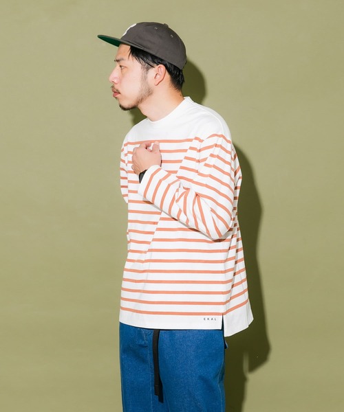EKAL（エカル）の「EKAL　コハニングボーダーTシャツ（Tシャツ/カットソー・メンズ・ブラック系その他/ブラウン系その他/オレンジ系その他・MEDIUM/LARGE）」の19枚目の写真