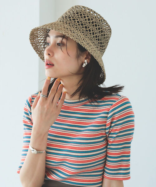 CONTROL FREAK / CTFK（コントロールフリーク）の「CONTROL FREAK / 透かし編み バケットハット（ハット・レディース・ブラウン/ナチュラル・ONE SIZE）」の2枚目の写真