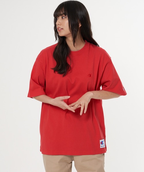 【CHAMPION/チャンピオン】ワンポイントロゴ刺繍リラックスフィットTシャツ コットンUSA100%（Tシャツ/カットソー）｜Champion（チャンピオン）