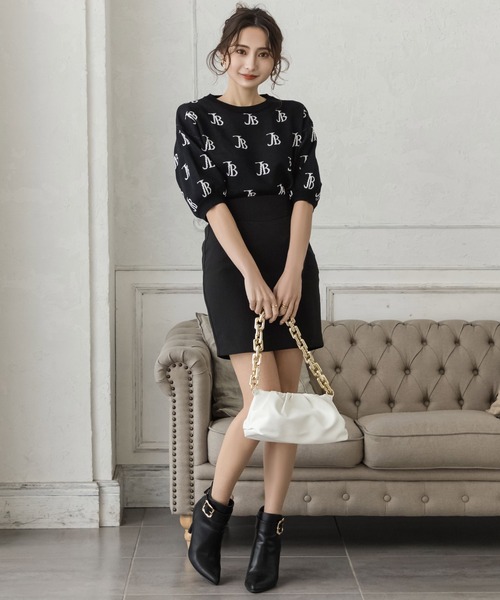 Julia Boutique（ジュリアブティック）の「ショート丈・コルセット風タイトスカート/22041（スカート・レディース・ピンク/ライトベージュ/ブラック/ブルー/ベージュ・SHORT）」の6枚目の写真