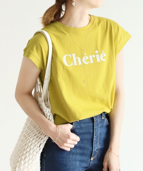 reca（レカ）の「フレンチスリーブロゴT（Tシャツ/カットソー・レディース・チャコールグレー/ブラック/オフホワイト/オレンジ/グリーン/グリーン系その他・MEDIUM）」の5枚目の写真