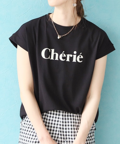 reca（レカ）の「フレンチスリーブロゴT（Tシャツ/カットソー・レディース・チャコールグレー/ブラック/オフホワイト/オレンジ/グリーン/グリーン系その他・MEDIUM）」の3枚目の写真