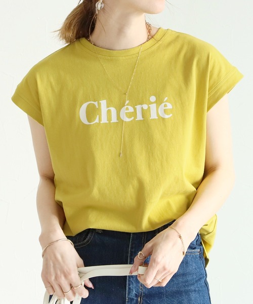 reca（レカ）の「フレンチスリーブロゴT（Tシャツ/カットソー・レディース・チャコールグレー/ブラック/オフホワイト/オレンジ/グリーン/グリーン系その他・MEDIUM）」の7枚目の写真