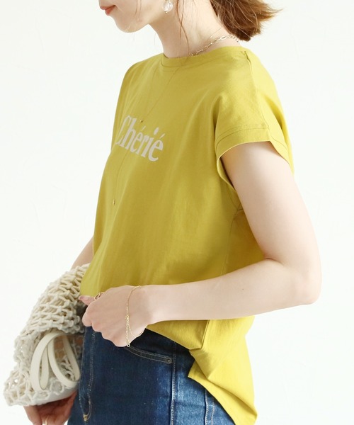 reca（レカ）の「フレンチスリーブロゴT（Tシャツ/カットソー・レディース・チャコールグレー/ブラック/オフホワイト/オレンジ/グリーン/グリーン系その他・MEDIUM）」の8枚目の写真