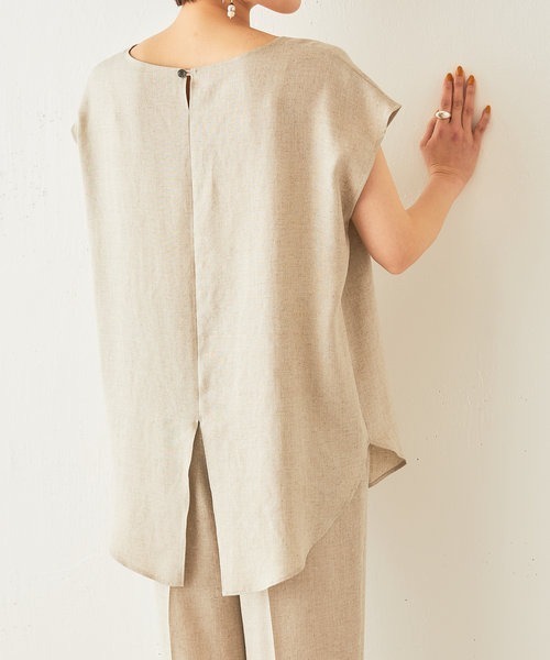 BEARDSLEY(ビアズリー)の「麻調合繊ラフプルオーバーブラウス(シャツ/ブラウス・レディース・ベージュ/グリーン/ダークグレー・FREE)」の3枚目の写真