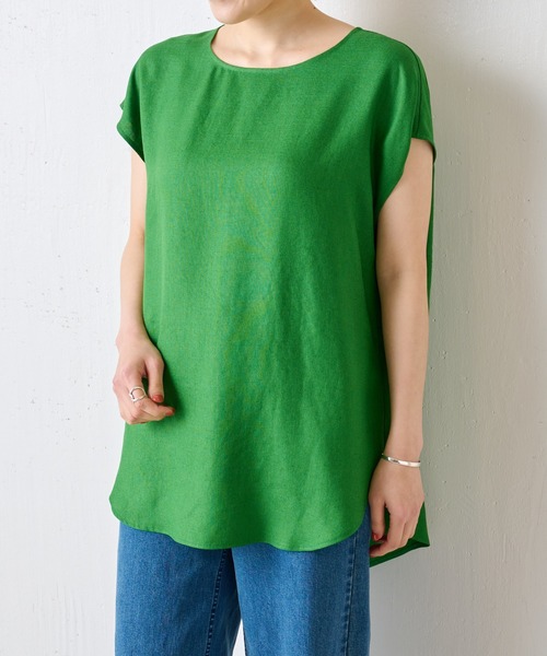 BEARDSLEY(ビアズリー)の「麻調合繊ラフプルオーバーブラウス(シャツ/ブラウス・レディース・ベージュ/グリーン/ダークグレー・FREE)」の1枚目の写真