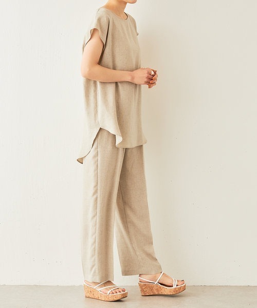 BEARDSLEY(ビアズリー)の「麻調合繊ラフプルオーバーブラウス(シャツ/ブラウス・レディース・ベージュ/グリーン/ダークグレー・FREE)」の4枚目の写真