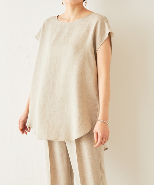 BEARDSLEY(ビアズリー)の「麻調合繊ラフプルオーバーブラウス(シャツ/ブラウス・レディース・ベージュ/グリーン/ダークグレー・FREE)」の12枚目の写真