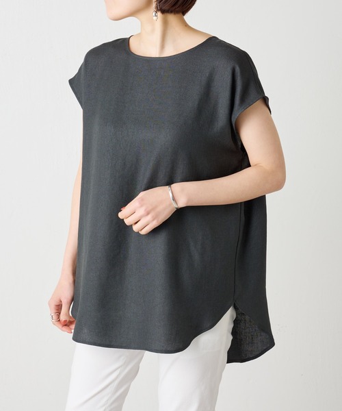 BEARDSLEY(ビアズリー)の「麻調合繊ラフプルオーバーブラウス(シャツ/ブラウス・レディース・ベージュ/グリーン/ダークグレー・FREE)」の10枚目の写真