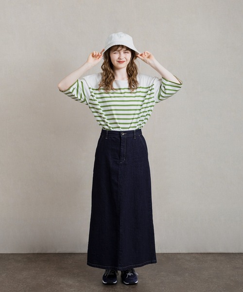 MUHET（ミュエータ）の「パネルボーダーTシャツ（Tシャツ/カットソー・レディース・オレンジ/グリーン・MEDIUM/X-LARGE）」の3枚目の写真
