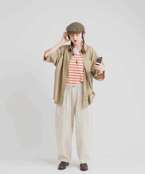 MUHET（ミュエータ）の「パネルボーダーTシャツ（Tシャツ/カットソー・レディース・オレンジ/グリーン・MEDIUM/X-LARGE）」の8枚目の写真