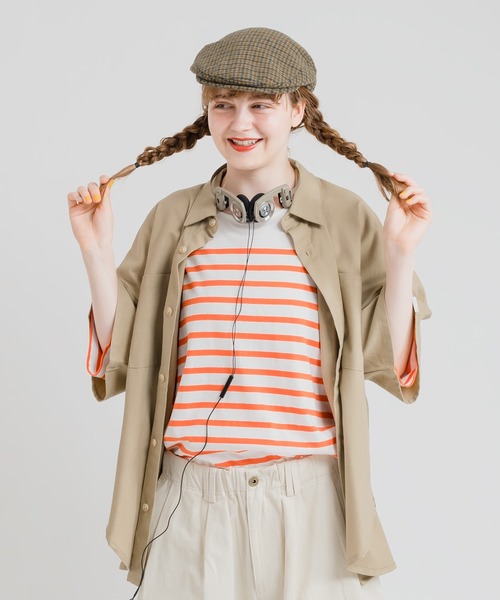 MUHET（ミュエータ）の「パネルボーダーTシャツ（Tシャツ/カットソー・レディース・オレンジ/グリーン・MEDIUM/X-LARGE）」の4枚目の写真