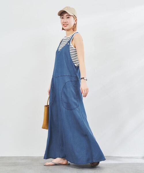 専用　ライトグレー キャミワンピース デニム風 SPIRALGIRL ワンピース ストレッチデニムキャミワンピース