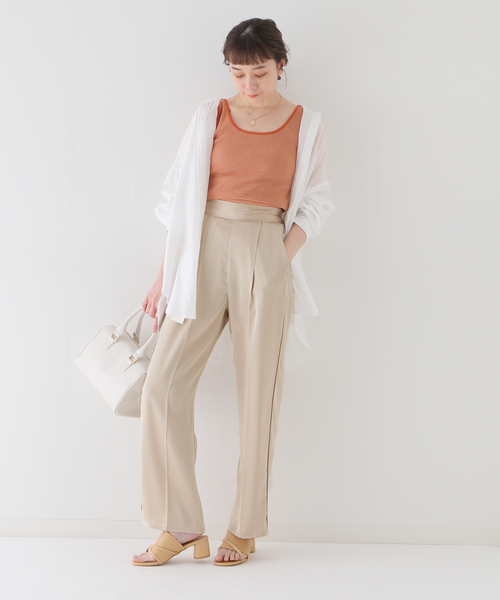 B.C STOCK（ベーセーストック）の「カラーサテンパンツ（スラックス・レディース・レッド/イエロー/ブルー/アイボリー・FREE）」の22枚目の写真