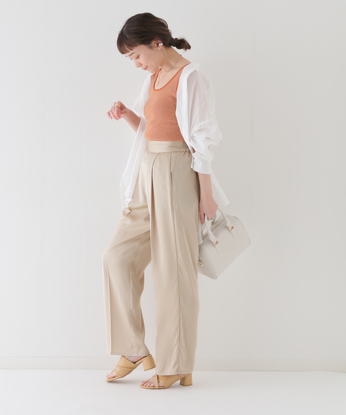 B.C STOCK（ベーセーストック）の「カラーサテンパンツ（スラックス・レディース・レッド/イエロー/ブルー/アイボリー・FREE）」の21枚目の写真