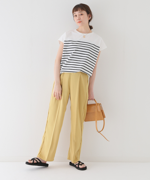 B.C STOCK（ベーセーストック）の「カラーサテンパンツ（スラックス・レディース・レッド/イエロー/ブルー/アイボリー・FREE）」の13枚目の写真