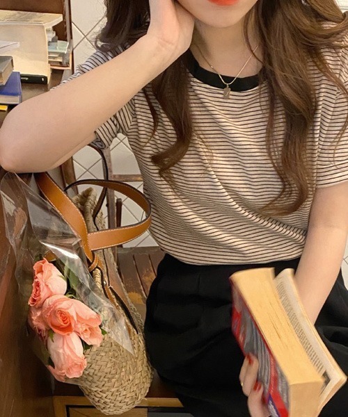 Chaco closet（チャコ クローゼット）の「ボーダーリンガーＴシャツ（Tシャツ/カットソー・レディース・ブラック/グリーン/イエロー/ブラック系・FREE）」の11枚目の写真