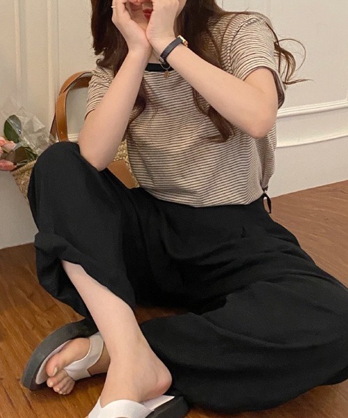 Chaco closet（チャコ クローゼット）の「ボーダーリンガーＴシャツ（Tシャツ/カットソー・レディース・ブラック/グリーン/イエロー/ブラック系・FREE）」の12枚目の写真