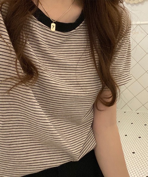 Chaco closet（チャコ クローゼット）の「ボーダーリンガーＴシャツ（Tシャツ/カットソー・レディース・ブラック/グリーン/イエロー/ブラック系・FREE）」の13枚目の写真