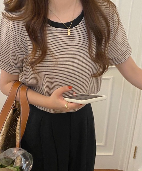 Chaco closet（チャコ クローゼット）の「ボーダーリンガーＴシャツ（Tシャツ/カットソー・レディース・ブラック/グリーン/イエロー/ブラック系・FREE）」の16枚目の写真