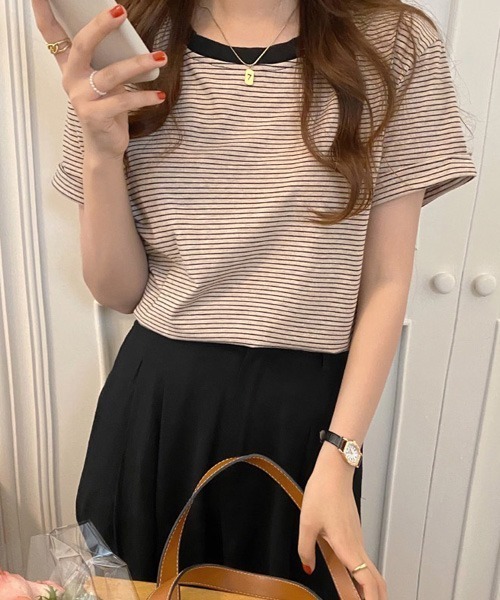 Chaco closet（チャコ クローゼット）の「ボーダーリンガーＴシャツ（Tシャツ/カットソー・レディース・ブラック/グリーン/イエロー/ブラック系・FREE）」の17枚目の写真