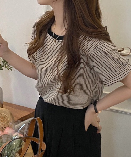 Chaco closet（チャコ クローゼット）の「ボーダーリンガーＴシャツ（Tシャツ/カットソー・レディース・ブラック/グリーン/イエロー/ブラック系・FREE）」の20枚目の写真