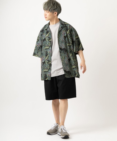 SlashDate(スラッシュデイト)の「オーバーサイズオープンカラー総柄シャツ/開襟シャツ/ビッグシルエット/レトロ(シャツ/ブラウス・メンズ・ブラック/ベージュ/ネイビー/グレー/ブルー/グリーン/ブルー系その他/ワイン・M/L/XL)」の22枚目の写真