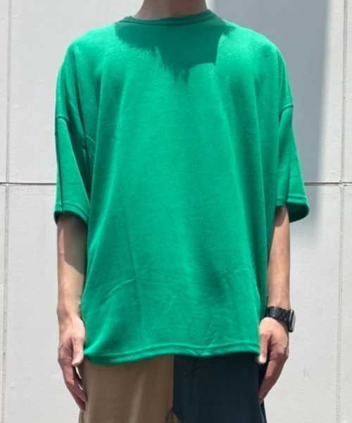 AZIONE（アジオネ）の「AZIONE/アジオネ/無地ビッグTシャツ（Tシャツ/カットソー・メンズ・ホワイト/ブラック/グレー/グリーン/ブルーグレー/ワイン/チャコール・MEDIUM/LARGE）」の6枚目の写真