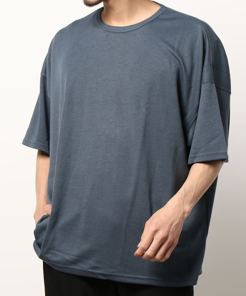 AZIONE（アジオネ）の「AZIONE/アジオネ/無地ビッグTシャツ（Tシャツ/カットソー・メンズ・ホワイト/ブラック/グレー/グリーン/ブルーグレー/ワイン/チャコール・MEDIUM/LARGE）」の4枚目の写真