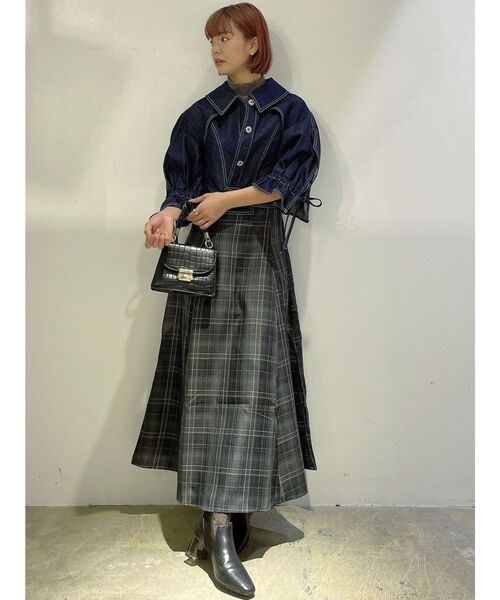 dazzlin(ダズリン)の「【WEB限定ITEM】チェックノースリーブコルセットワンピース(ワンピース・レディース・グレー/ブルー/ベージュ/パープル・SMALL/MEDIUM)」の15枚目の写真