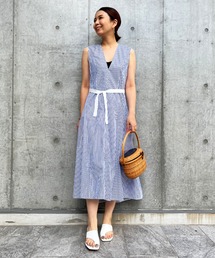 Luftrobe | 《Luftrobe》Vネックストライプワンピース(ワンピース)