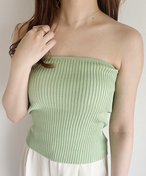 CLEA（クレア）の「【全1５色/カラバリ豊富】テレコリブベアトップインナー（チューブトップ・レディース・ホワイト/ライトグレー/ライトブルー/ブラック/ベージュ/パープル/ブラウン/カーキ/ピンク/イエロー/オレンジ/ライトグリーン/アイボリー/ピンク系その他/グレイッシュベージュ・FREE）」の10枚目の写真