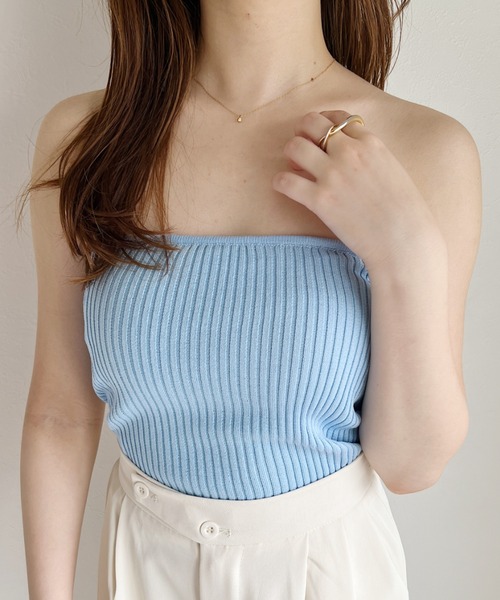 CLEA（クレア）の「【全1５色/カラバリ豊富】テレコリブベアトップインナー（チューブトップ・レディース・ホワイト/ライトグレー/ライトブルー/ブラック/ベージュ/パープル/ブラウン/カーキ/ピンク/イエロー/オレンジ/ライトグリーン/アイボリー/ピンク系その他/グレイッシュベージュ・FREE）」の11枚目の写真