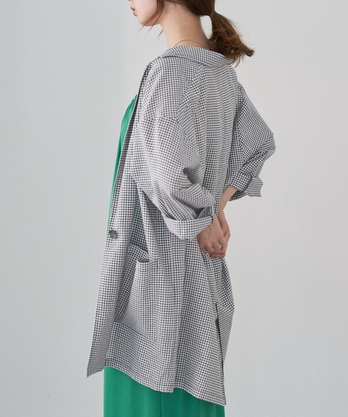 Kastane(カスタネ)の「チェックジャガードBIGシャツジャケット(テーラードジャケット・レディース・ブラック・FREE)」の6枚目の写真