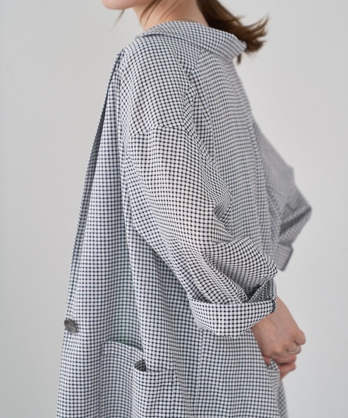 Kastane(カスタネ)の「チェックジャガードBIGシャツジャケット(テーラードジャケット・レディース・ブラック・FREE)」の14枚目の写真