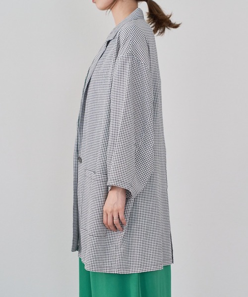 Kastane(カスタネ)の「チェックジャガードBIGシャツジャケット(テーラードジャケット・レディース・ブラック・FREE)」の10枚目の写真