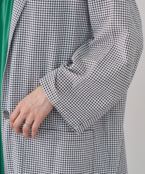 Kastane(カスタネ)の「チェックジャガードBIGシャツジャケット(テーラードジャケット・レディース・ブラック・FREE)」の13枚目の写真