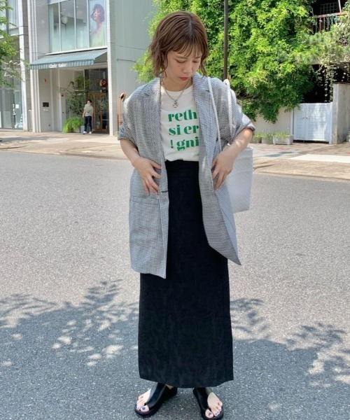 Kastane(カスタネ)の「チェックジャガードBIGシャツジャケット(テーラードジャケット・レディース・ブラック・FREE)」の16枚目の写真