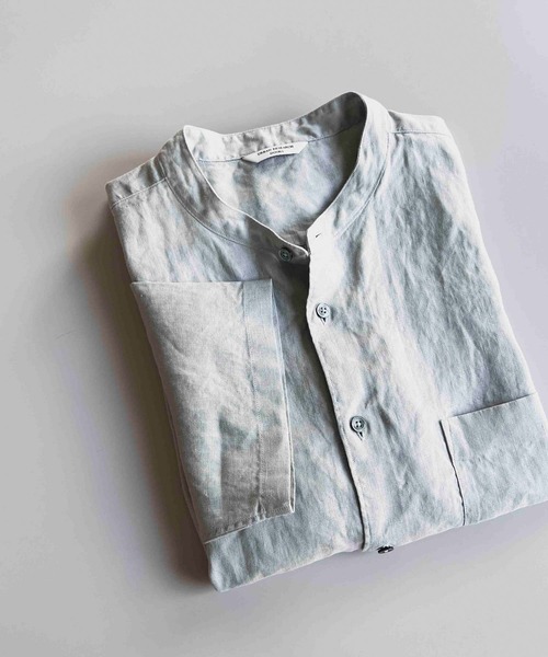 URBAN RESEARCH DOORS（アーバンリサーチドアーズ）の「シルケットリネン バンドカラーシャツ（シャツ/ブラウス・メンズ・グレー/ブラウン/ブルー/ネイビー・MEDIUM/LARGE）」の2枚目の写真